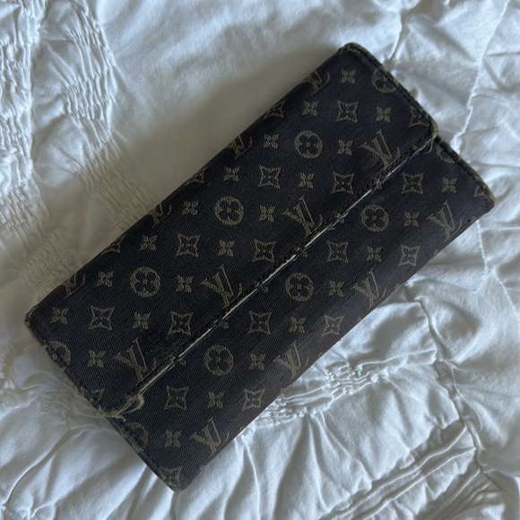 LV vintage brown denim Sarah wallet - Picture 1 of 9